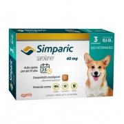 Antipulgas, Carrapatos e Sarnas Simparic 40 mg (Sarolaner) para Cães de 10,1 a 20 kg - Zoetis (3 comprimidos)