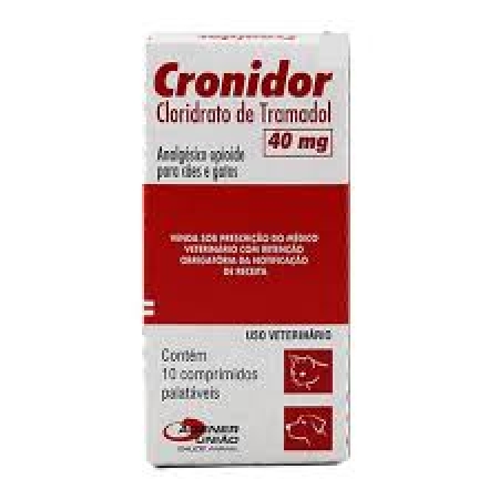 Cronidor 40 mg - Analgésico para Cães e Gatos à base de Cloridrato de Tramadol - Agener (10 comprimidos)