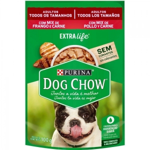 Alimento úmido Dog Chow Sachê Sabor Mix Frango e Carne para Cães Adultos de todos os tamanhos - Nestlé Purina (100g)