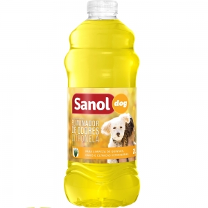 Eliminador de Odores Citronela Sanol Dog- Para Limpeza de quintais, canis e clínicas veterinárias - Total Química (2l