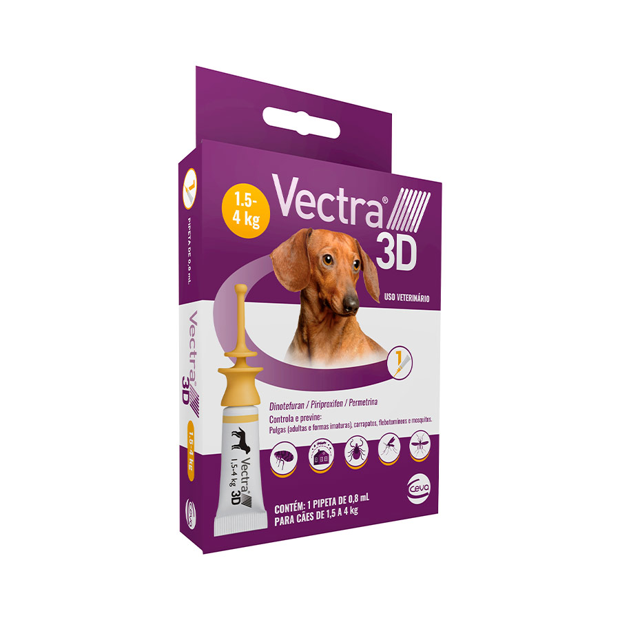 Antipulgas e Carrapatos Ceva Vectra 3D para Cães de 1,5 a 4Kg