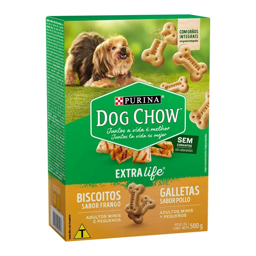 Biscoito Dog Chow para Cães de Raças Mini e Pequenas Extra Life - Nestlé Purina (500g)