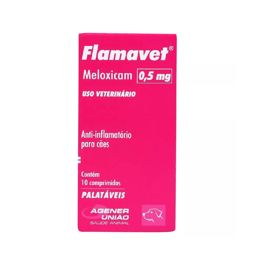 Flamavet 0,5 mg - Anti-inflamatório palatável para Cães à base de Meloxicam - Agener (caixa com 10 comprimidos)