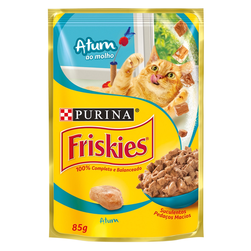 Kit com 15 - Alimento úmido Friskies Sachê Atum ao Molho para Gatos Adultos - Nestlé Purina (85g cada)