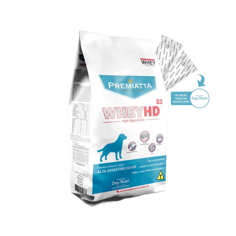 Ração Premiatta Whey HD 32 para Cães Filhotes de Todas as Raças Lágrima Ácida - Gran Premiatta (6kg=30x200g)