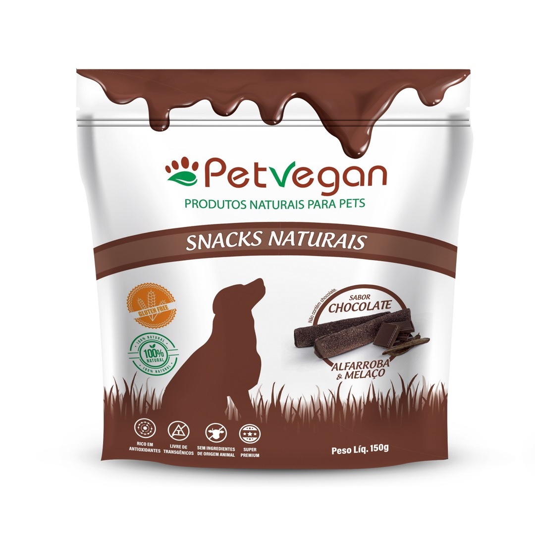 Snacks Naturais Assados Veganos sabor Alfarroba & Melaço para Cães - Pet Vegan (150g)