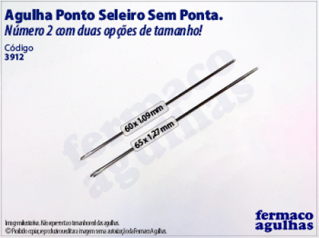 Agulha Ponto Seleiro Sem Ponta para Couro - Número 2 - Dois tamanhos disponíveis. Pacote com 10 agulhas para cada tamanho escolhido!