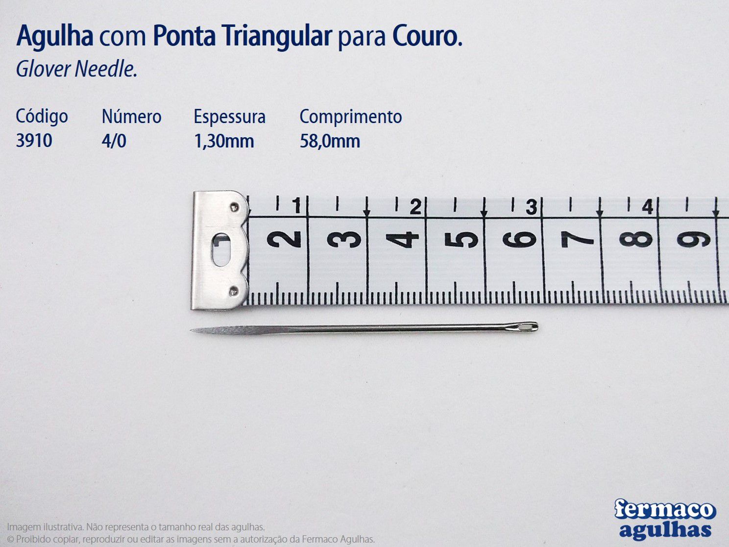 Agulha para Couro com Ponta Triangular números 2/0 e 4/0. Agulha Glover Needle 2/0 e 4/0. Kit com 6 agulhas fabricadas na Europa!