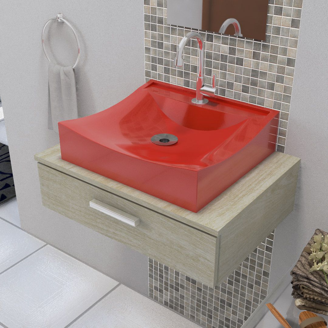 Cuba de Apoio Para Banheiro e Lavabo Modelo Romana Vermelho