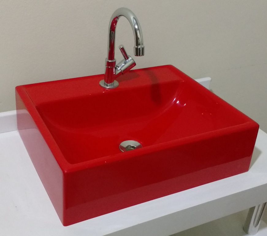 Cuba de Apoio/Sobrepor para Banheiro e Lavabo Modelo Jacuzzi Vermelha