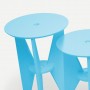 Mesa de Canto Azul Conjunto 02 Peças em Laca Design Assinado Modelo Gira Caixotin