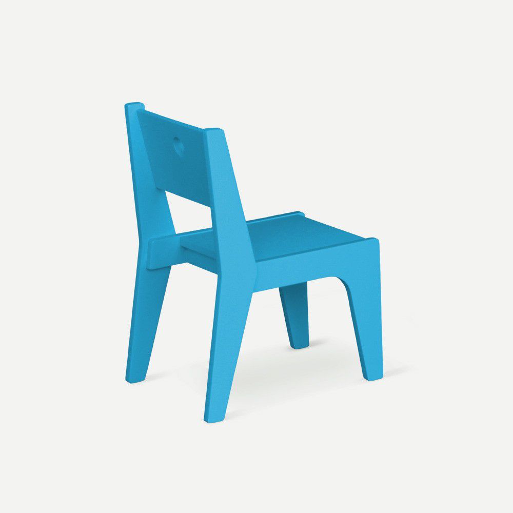 Cadeira Infantil Design Azul Claro em Laca Modelo Arco Caixotin - 02peças