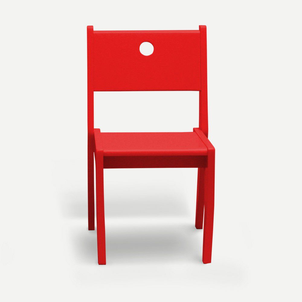 Cadeira Infantil Design Vermelha em Laca Modelo Arco Caixotin - 02peças