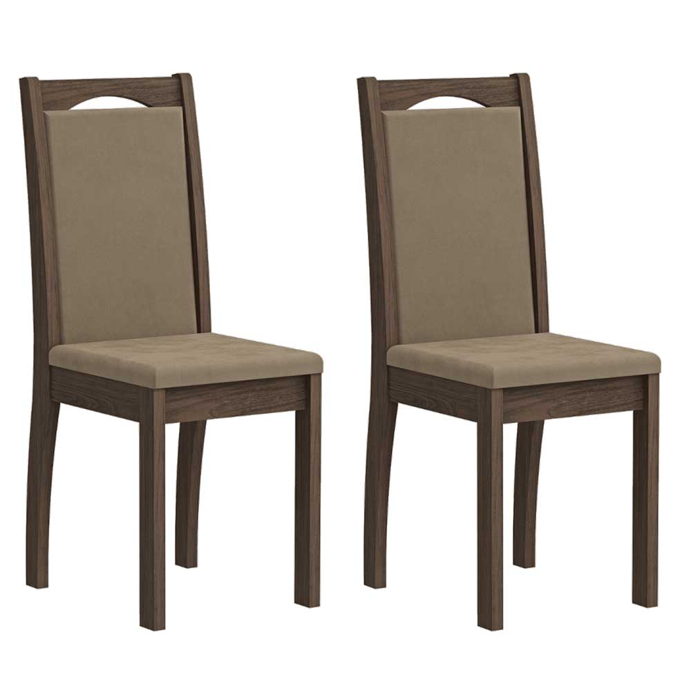 Conjunto 2 Cadeiras para Sala de Jantar 100% MDF Lívia Cimol Marrocos/Suede Marfim