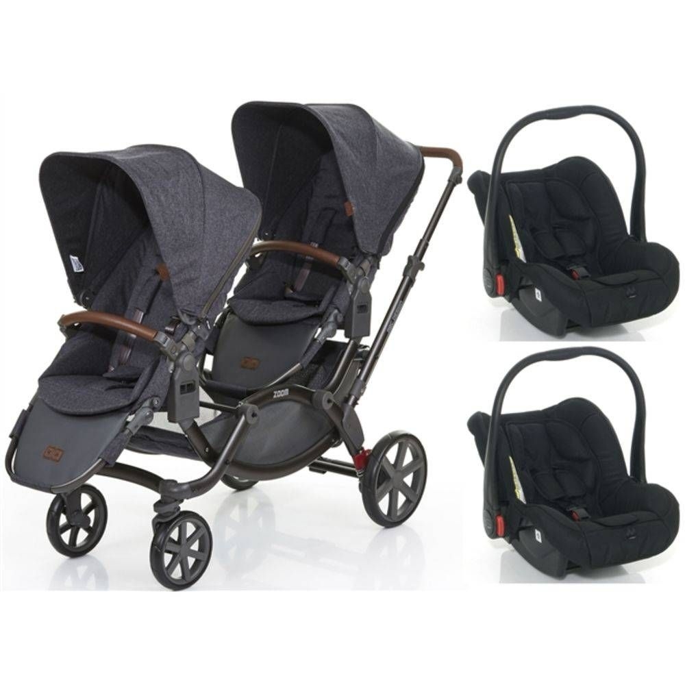Carrinho De Bebê Para Gêmeos Zoom + Bebê Conforto Style Street (Cinza) - Abc Design
