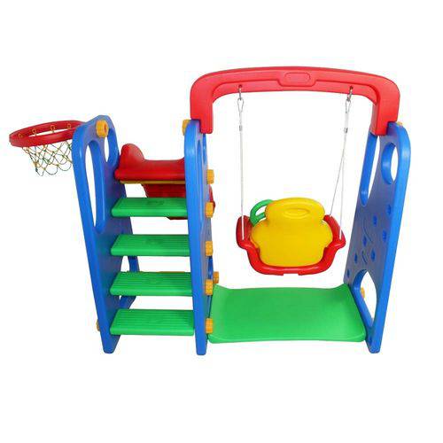 Playground Infantil 3X1 Escorregador Balanço E Cesta - Importway