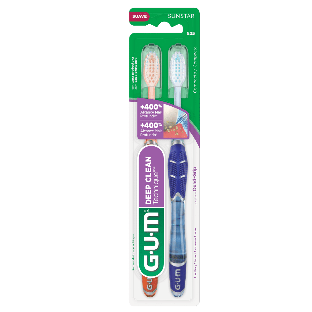 Escova Dental Deep Clean Compact | GUM | Pack c/ 2 unid