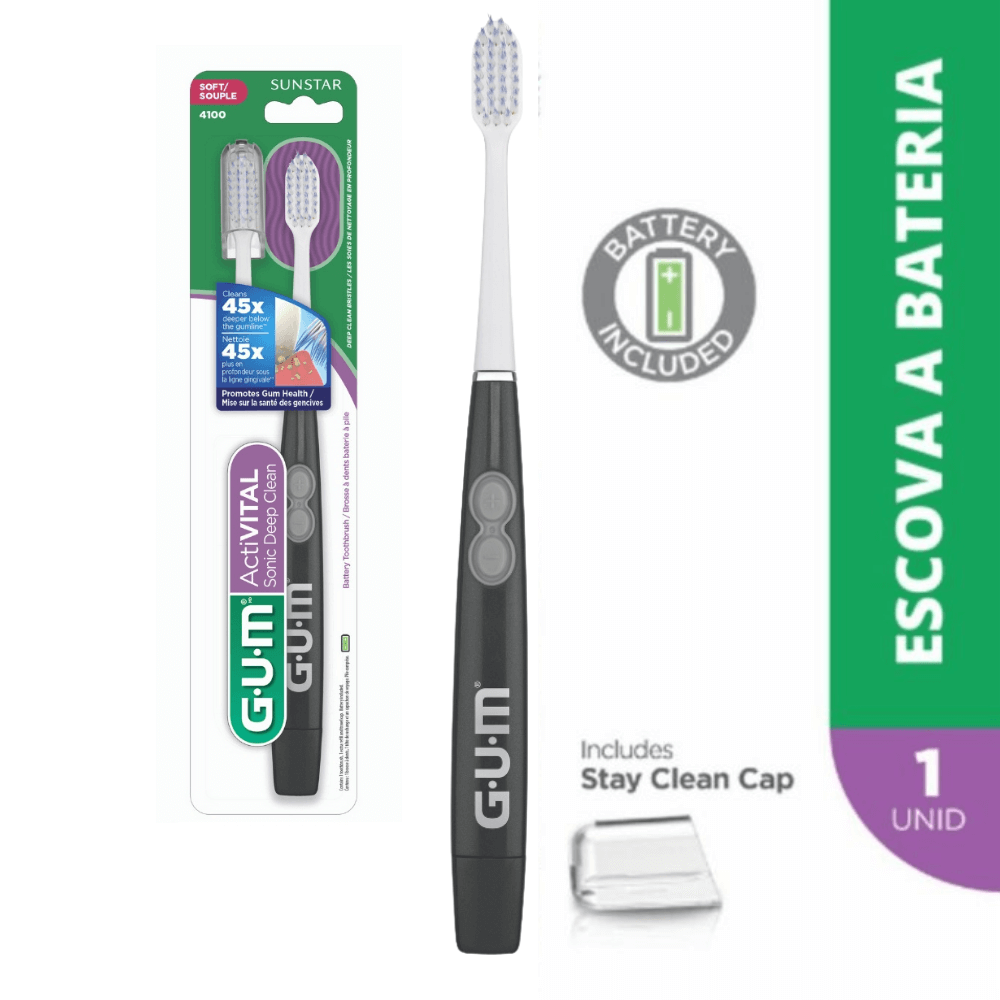 Escova Dental Sonic Deep Clean | GUM® | Vibração Sônica | 1 Escova + 1 Refil