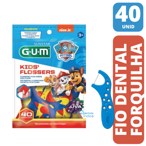Flossers Patrulha Canina | GUM®|Fio Dental Infantil com Cabo | 40 unidades