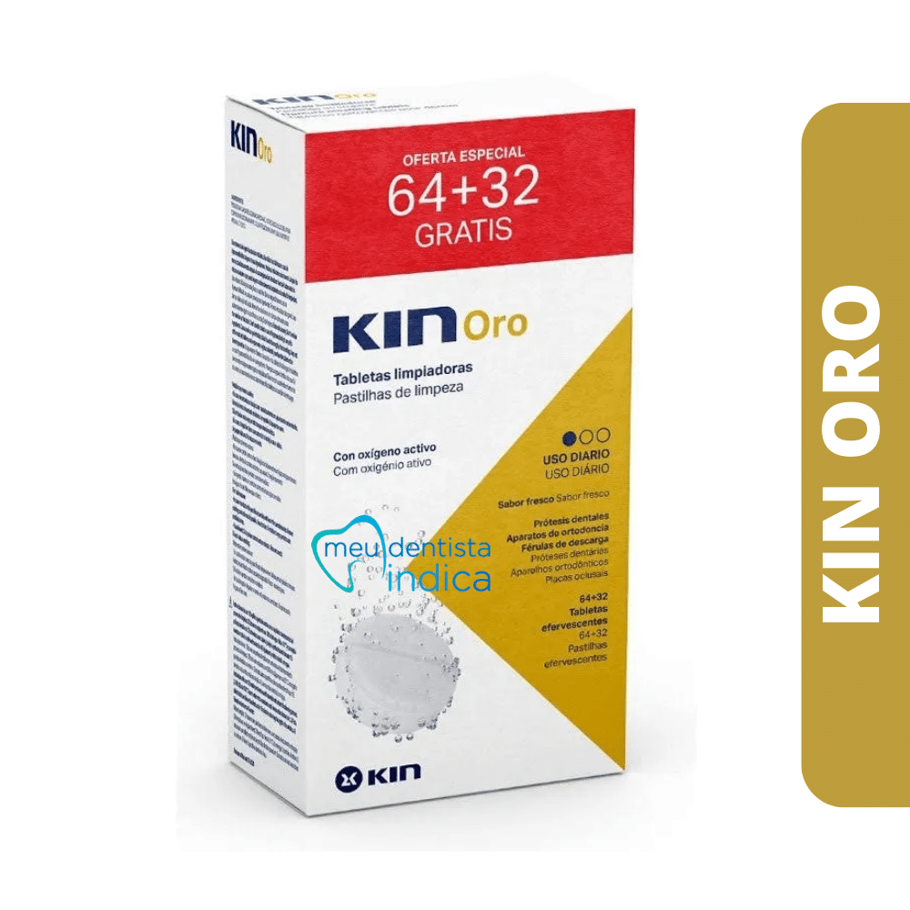 Kit KIN ORO | 96 Pastilhas Efervescentes | Limpeza de Próteses e Aparelhos