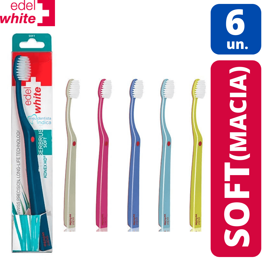 Escova Dental Flosserbrush | Edel White | Soft | 6 unidades
