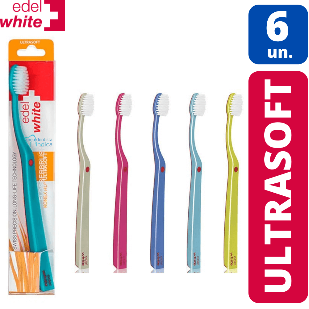Escova Dental Flosserbrush | Edel White | UltraSoft | 6 unidades