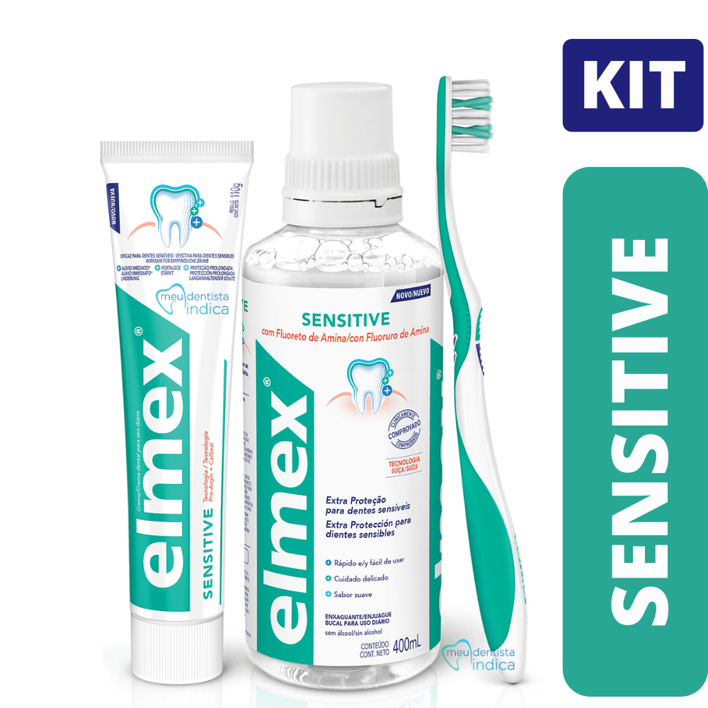Kit Elmex Sensitive ( Enxaguatório+ Creme dental+ Escova)