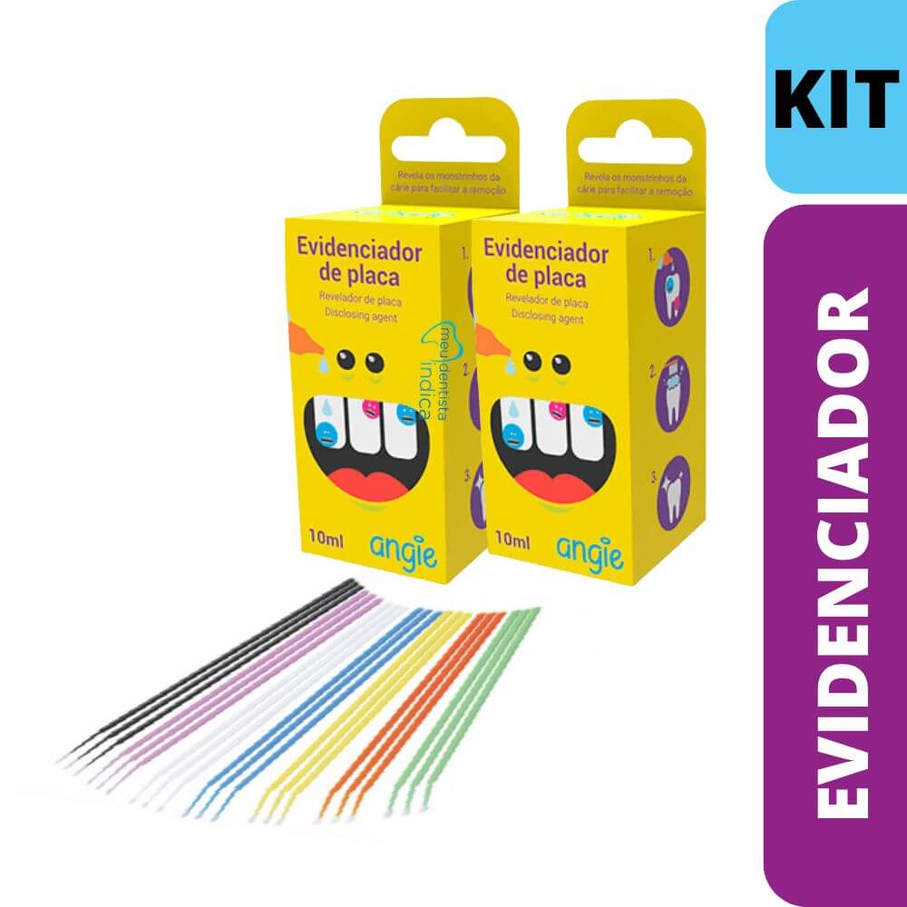 Kit Evidenciador de Placa Bacteriana + pinceis aplicadores
