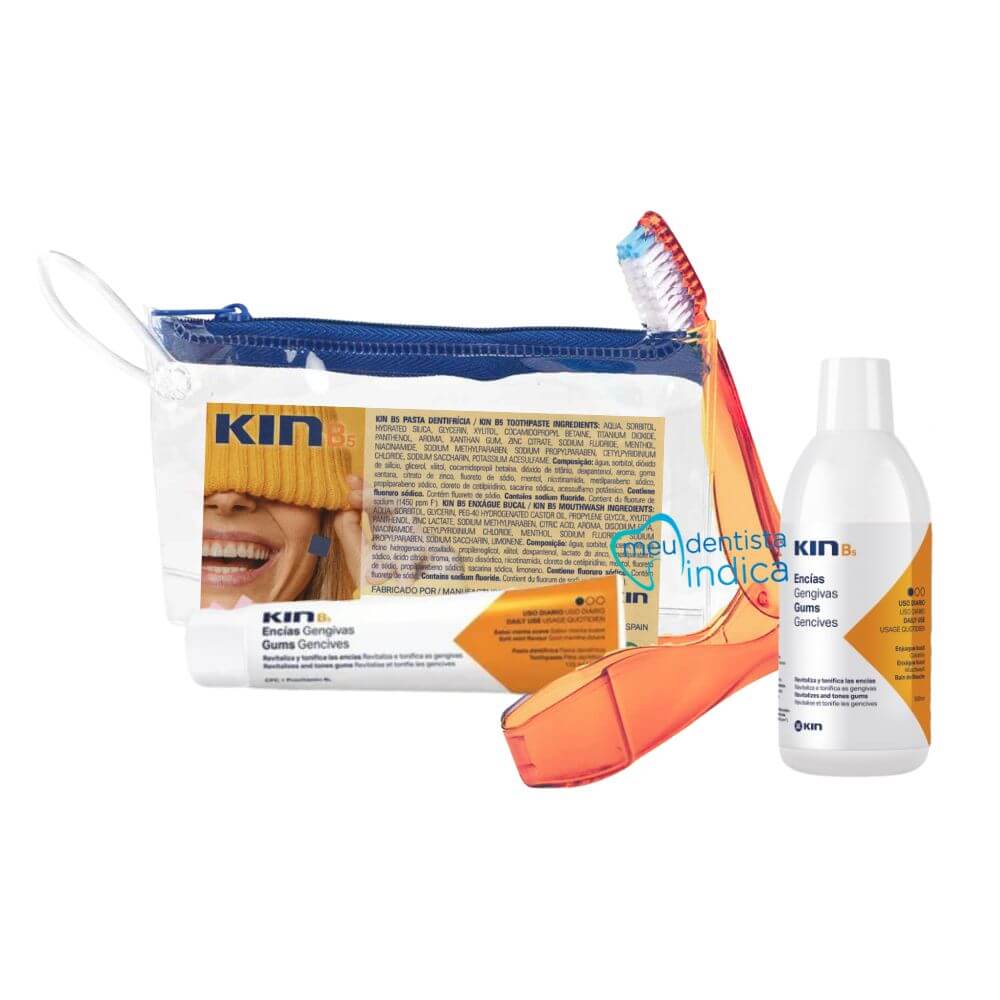 Kit Viagem KIN B5 | Escova Dental + Mini Enxaguatório + Mini Creme Dental  | Cuidados Gengivais