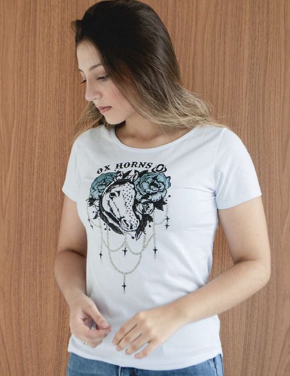 T-Shirt Feminina Ox Horns Branca 6132