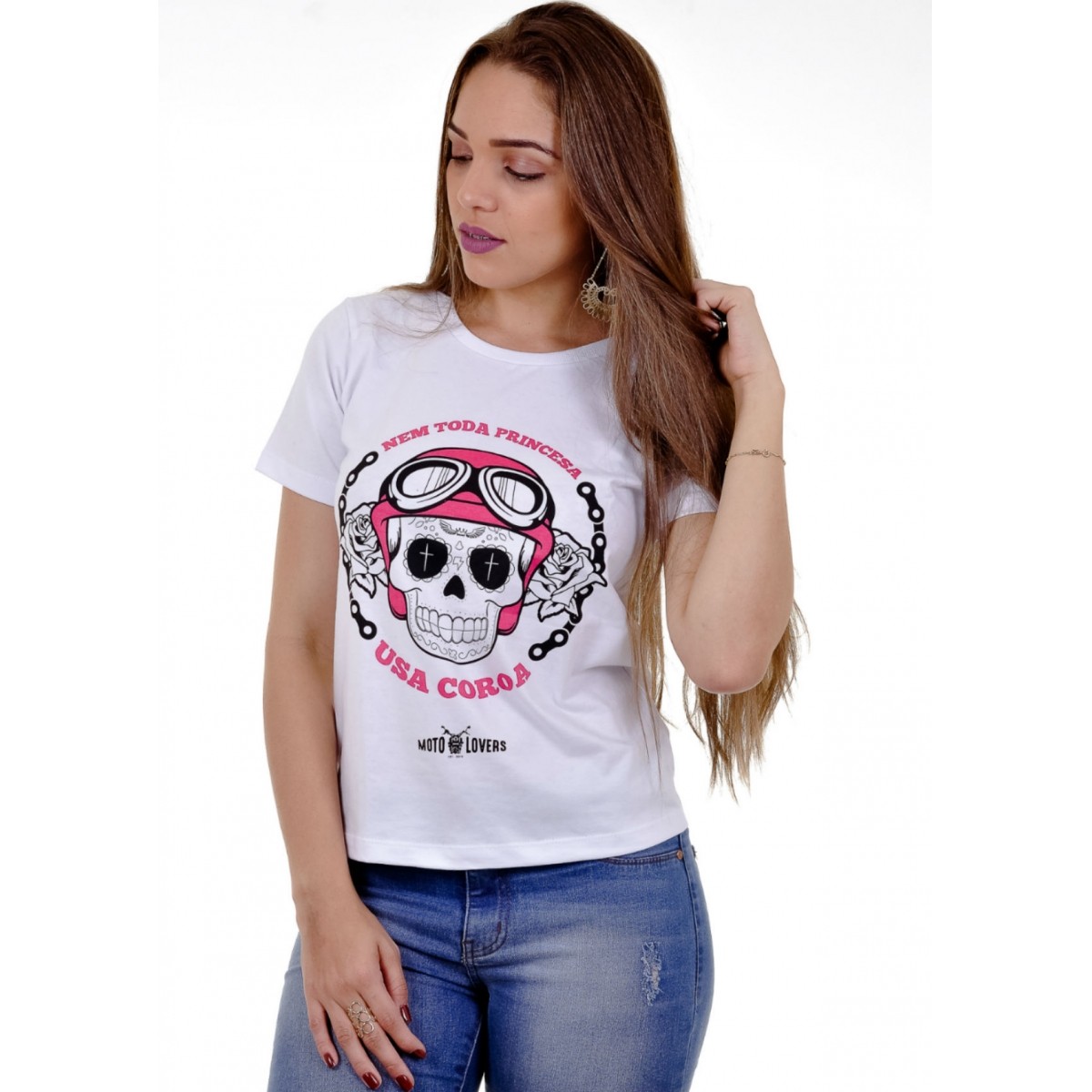 Camiseta Princesa Motociclista - Caveira Mexicana