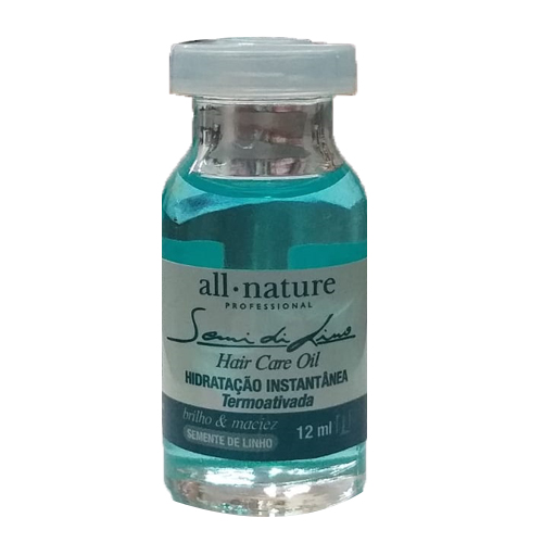 All Nature Semi Di Lino Hair Care Oil, Hidratação Instantânea, 12 Ampolas de 12ml
