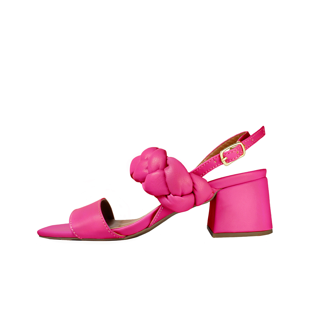 Sandália Salto Baixo Grosso Luiza Sobreira Trançada Pink Mod. 2103