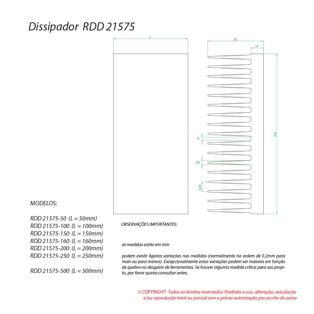 Dissipador de Calor RDD 21575-80