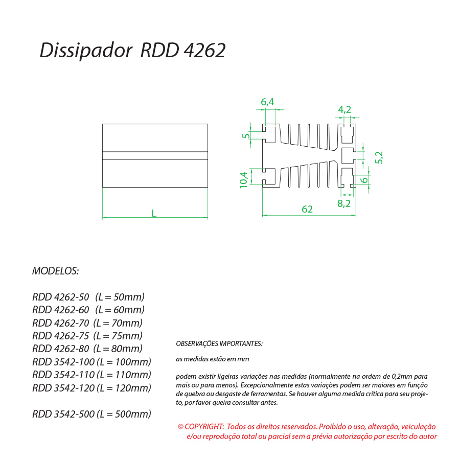 Dissipador de calor RDD 4262-80