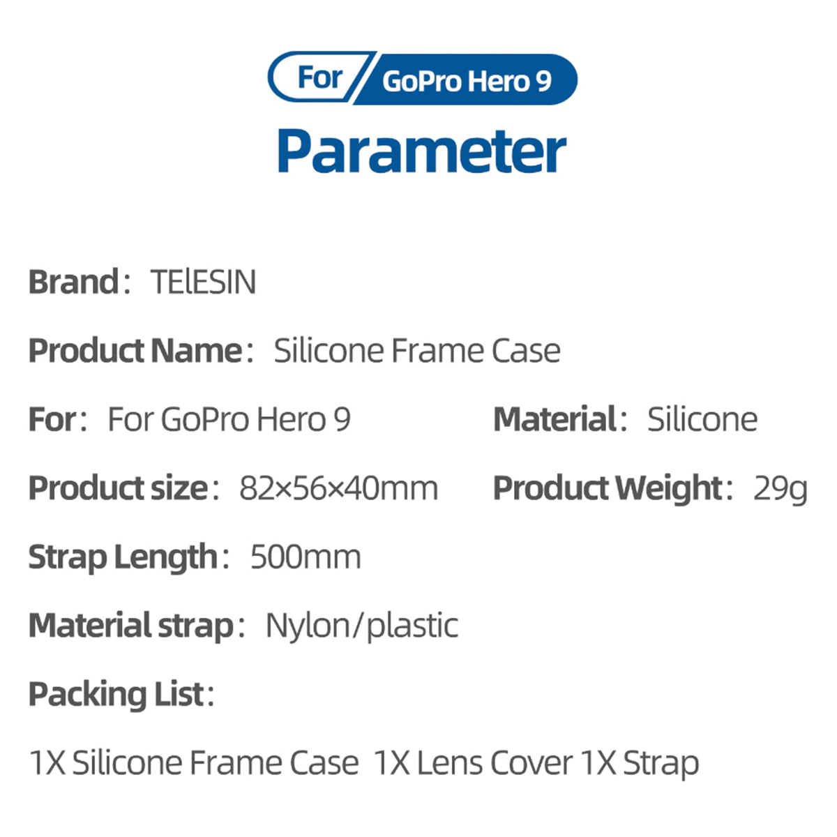 Capa Protetora de Silicone para GoPro Hero9 Hero10 - Telesin