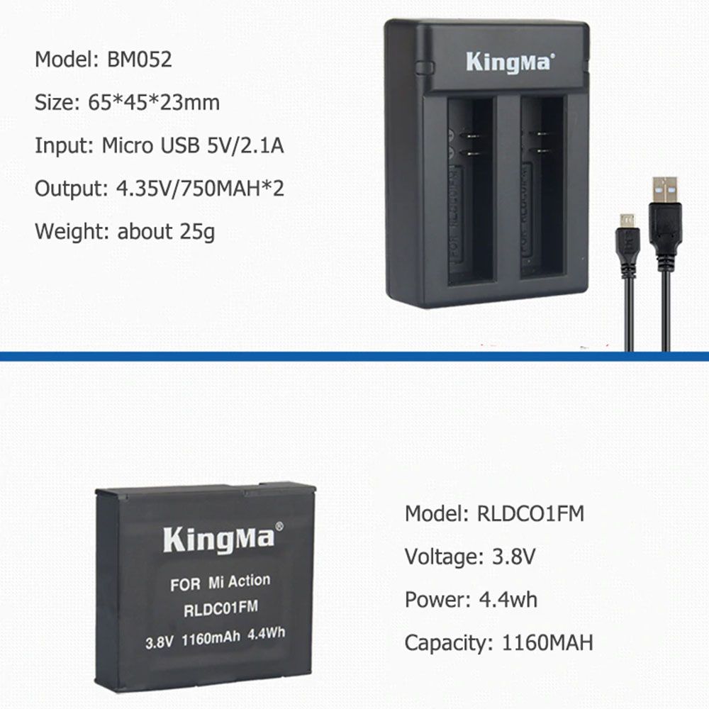 Kit 2 Baterias e 1 Carregador para Xiaomi Mi Mijia