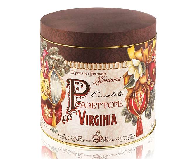 Panettone com Gotas de Chocolate e Cobertura de Chocolate Lata 750gr - VIRGINIA