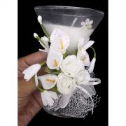 Vela Parafina Decorativa Media Larga Festas Casamento 15 Anos Flor Branca (WL-D)
