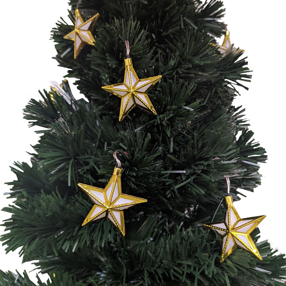 Arvore de Natal Fibra Ótica 1 metro 50 cm Natalino Branco Quente Decoração com Estrela Led