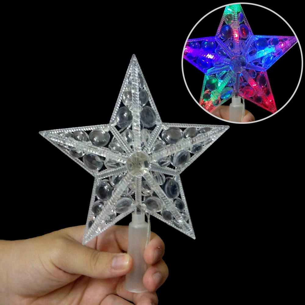 Estrela Pisca Pisca Colorida 10 Leds Ponteira Arvore de Natal Enfeite Natalino (JA-81121)