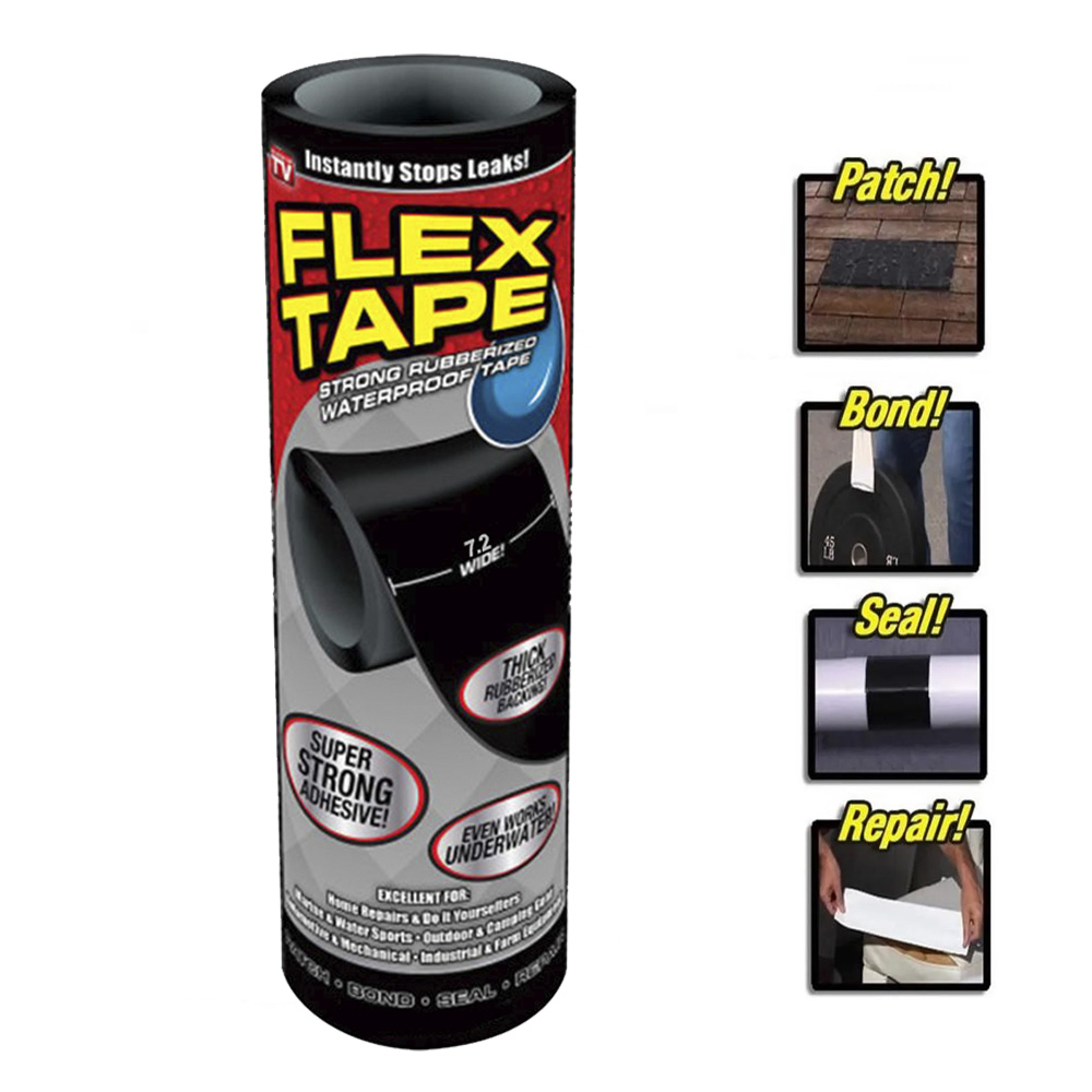 Flex Tape Fita emborrachada adesiva A prova d'agua Vazamentos Piscina cola tudo