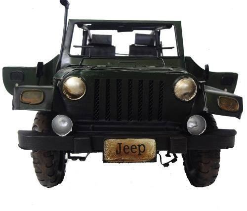 Jeep Automovel Rubicon De Ferro Fundido Vintage Retro 40cm Verde Escuro (CJ-004)