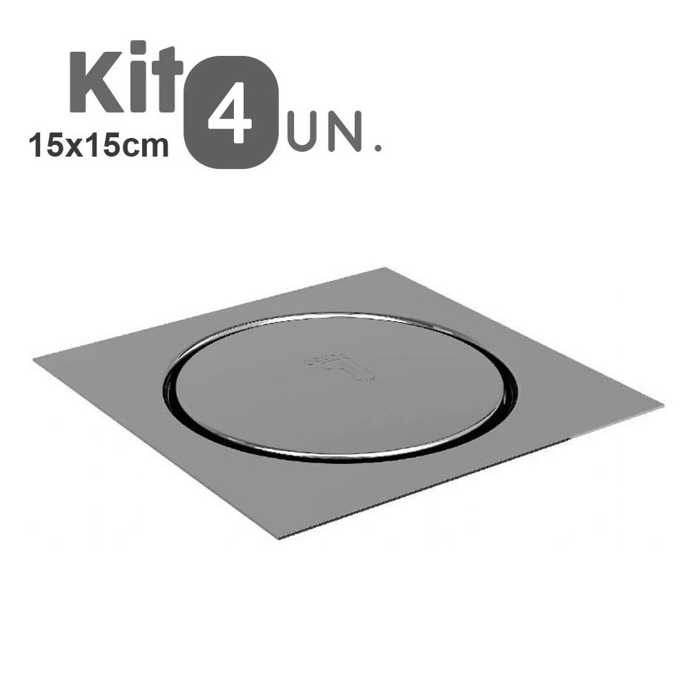 Kit 4 Ralos Click Inteligente Aço Inox 15x15 Pop Up Banheiro Lavabo Casa