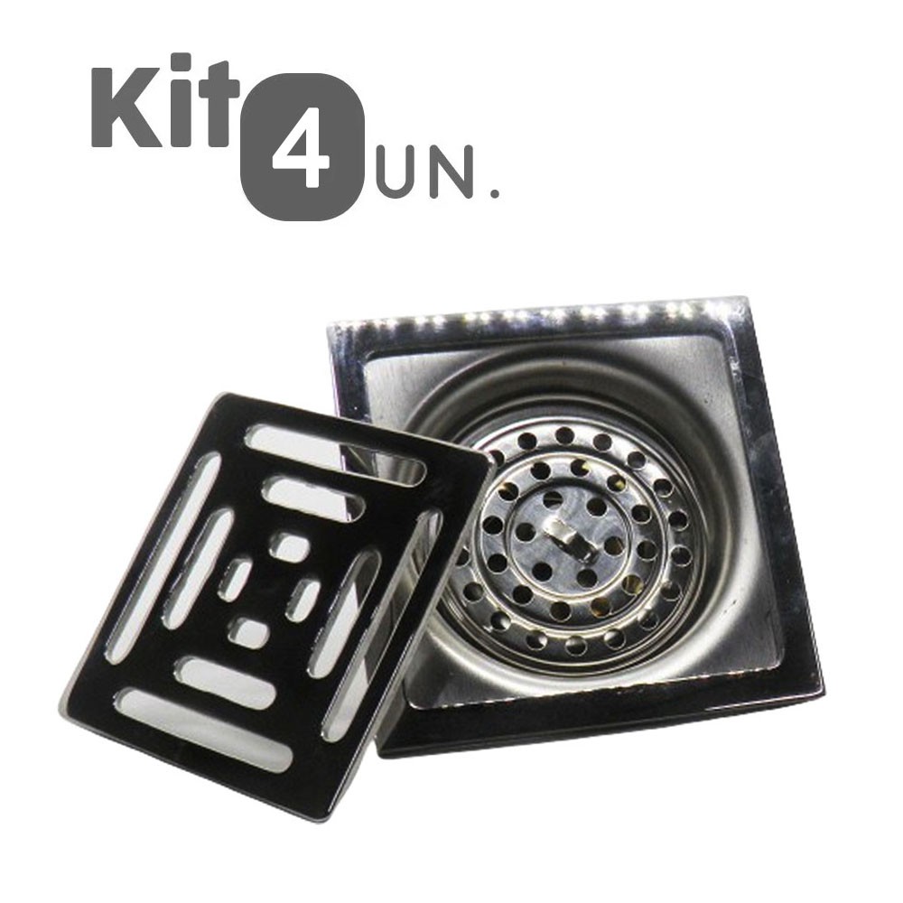 Kit 4 Ralos Inteligente Aço Inox Anti Odor Insetos 10X10 Banheiro Casa