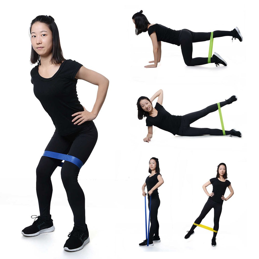 Kit 5 Faixas Elasticas Mini Band Academia em Casa Yoga Pilates Extensor Exercicios Fitness Crossfit