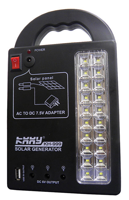 Kit Painel Solar com Carregador para Celular e Luminaria 3w com Gerador Portatil e 3 Lampadas