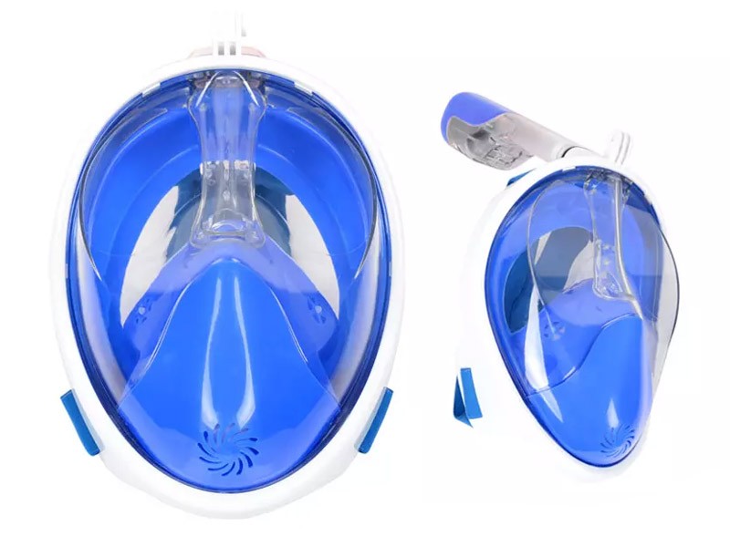 Máscara de Mergulho Snorkel Full Face Suporte Gopro Anti Embaçamento G/GG Azul (BSL-xst-2)