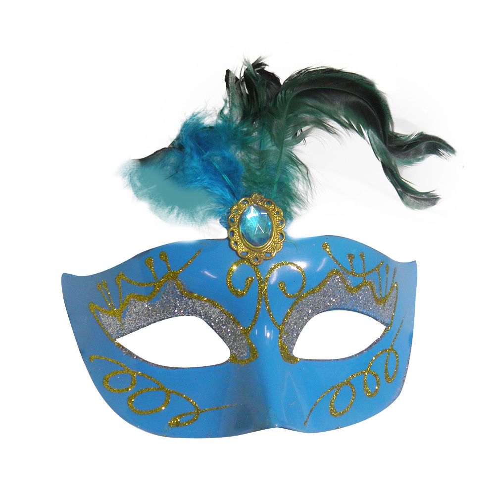 Mascara Fantasia Carnaval kit com 6 unidades Azul Baile Festa Eventos