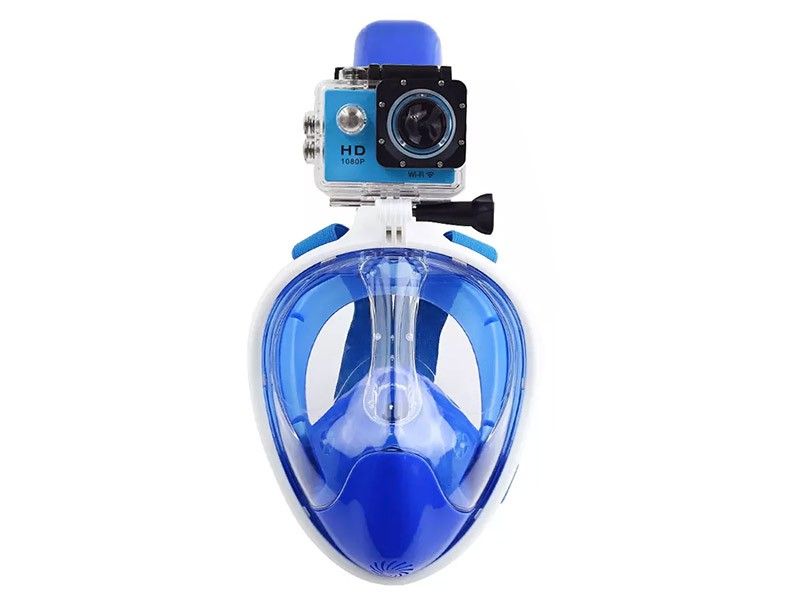 Mascara Snorkel Para Mergulho Suporte Anti Embacamento Full Face Gopro G/GG Azul (BSL-xst-2)